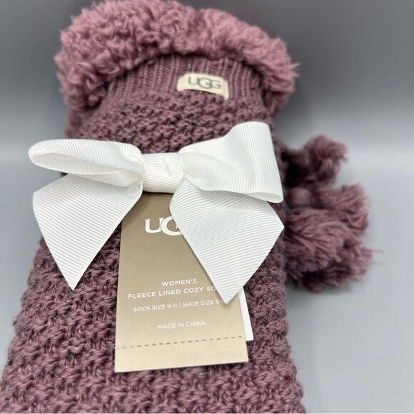 UGG Women's Nessie Fleece Lined Socks Mauve - Picture 3 of 5